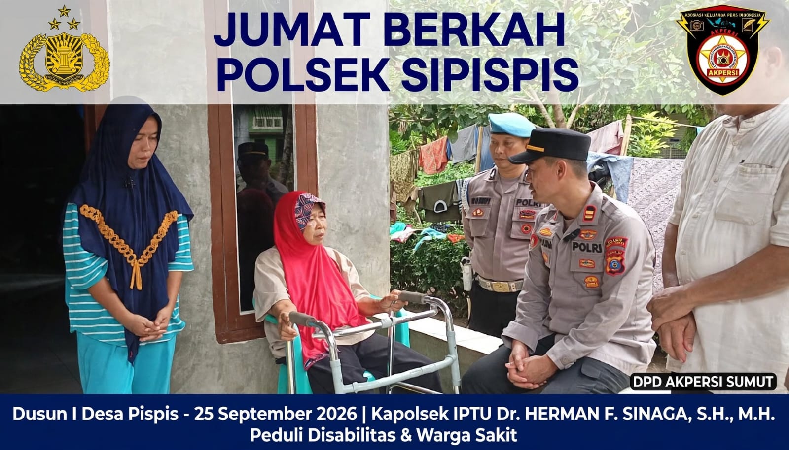 Polsek Sipispis Gelar Jumat Berkah, Sambangi Warga Rentan di Desa Pispis